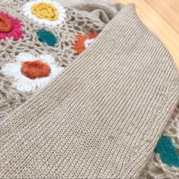 FLYING TOMATO floral crochet cardigan, S. - Picture 3 of 7